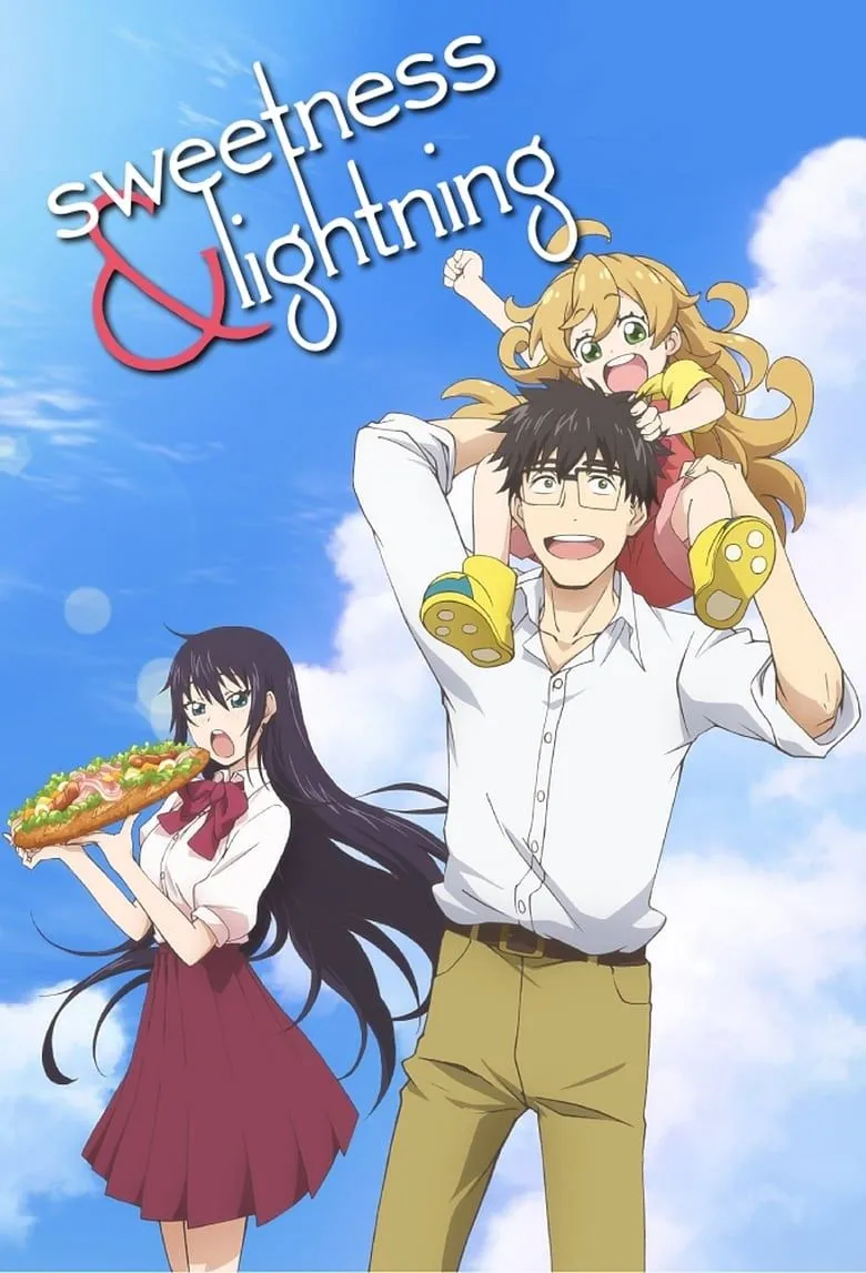 Áp phích anime Sweetness &amp; Lightning với hình ảnh các nhân vật chính bên bàn ăn