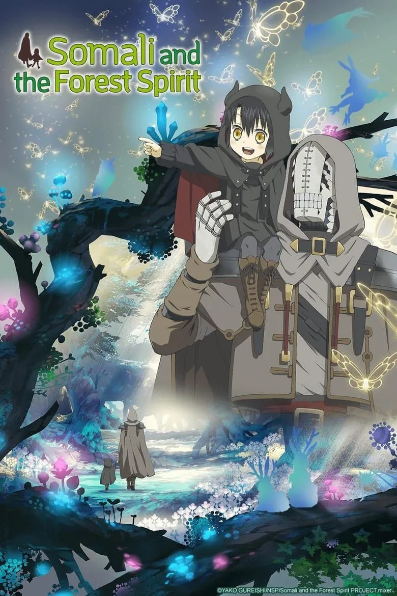 Áp phích chính thức của anime Somali and the Forest Spirit, nổi bật hình ảnh Golem và cô bé Somali