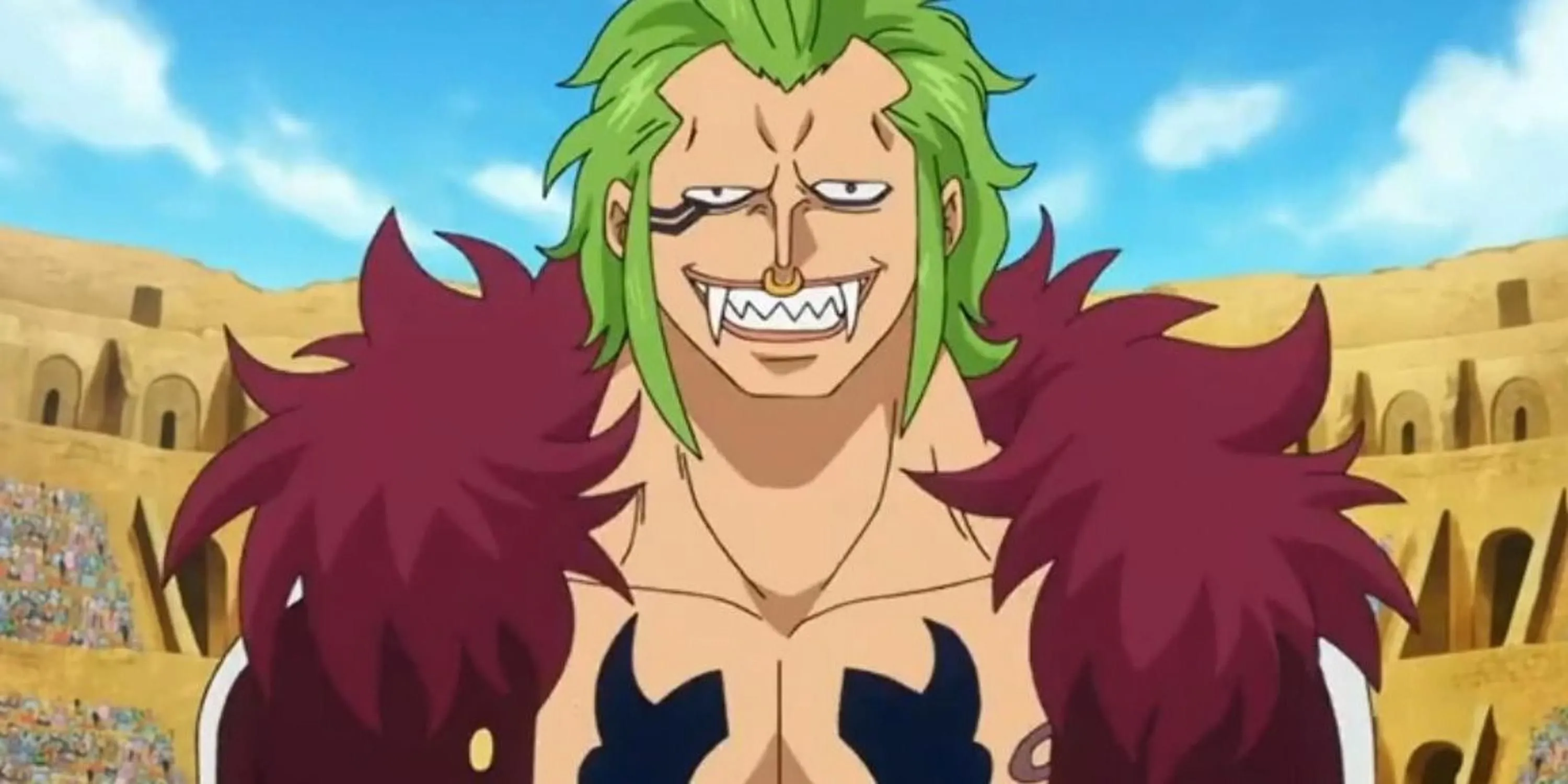 Bartolomeo từ One Piece với biểu cảm cuồng nhiệt