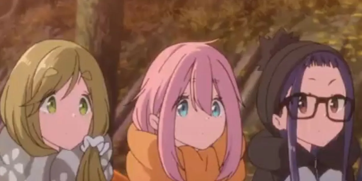 Các nhân vật Nadeshiko, Rin và bạn bè trong Yuru Camp (Laid-Back Camp)