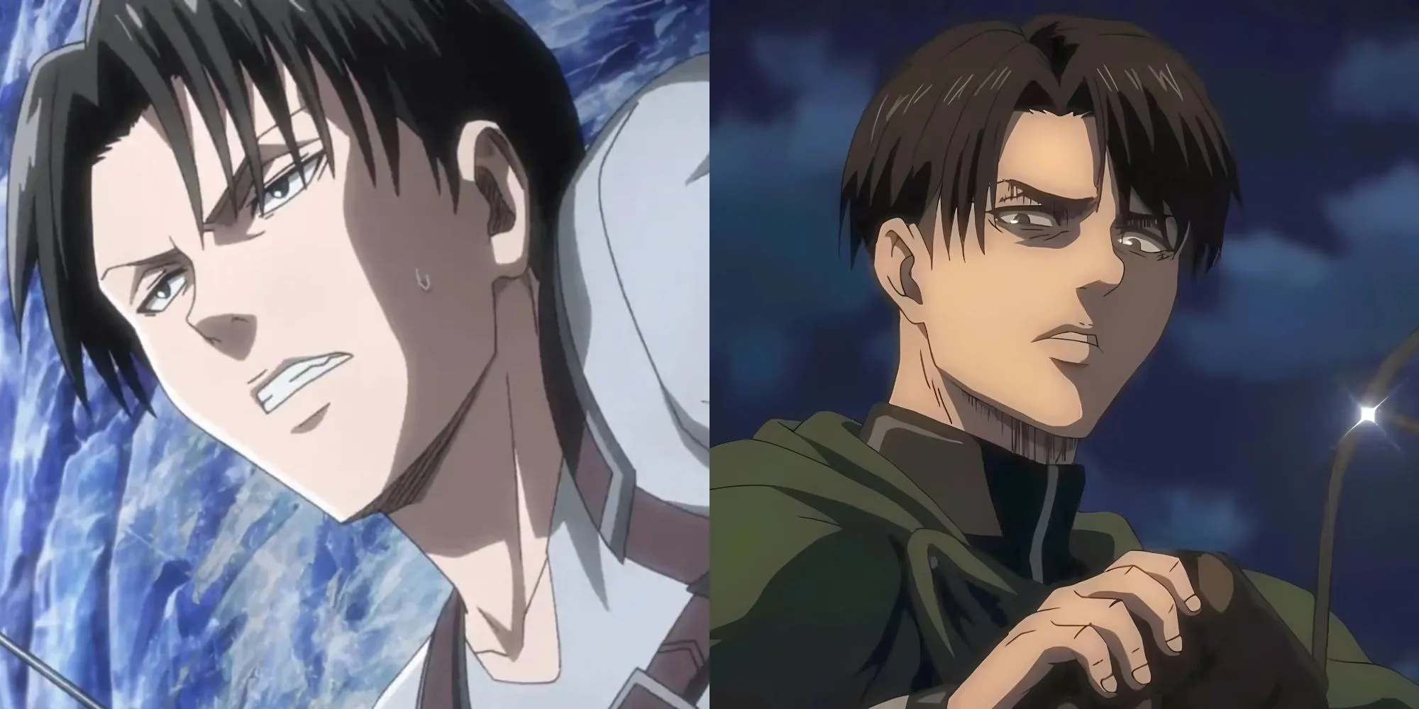 Đội trưởng Levi Ackerman từ Attack on Titan đang bay lượn trong trận chiến, thể hiện tốc độ và kỹ năng tiêu diệt Titan vượt trội.