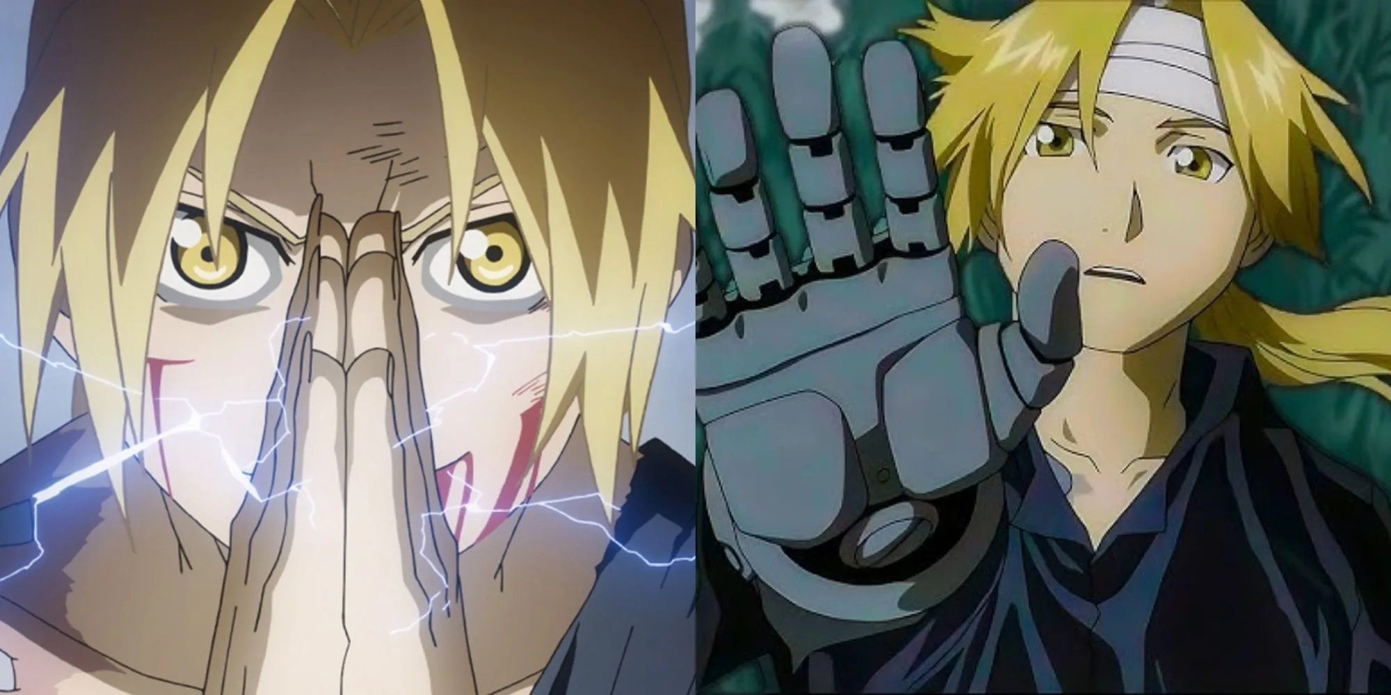 Edward Elric từ Fullmetal Alchemist Brotherhood trong chiếc áo khoác đỏ nổi bật và cánh tay máy Automail, thể hiện sự quyết tâm và bản lĩnh.