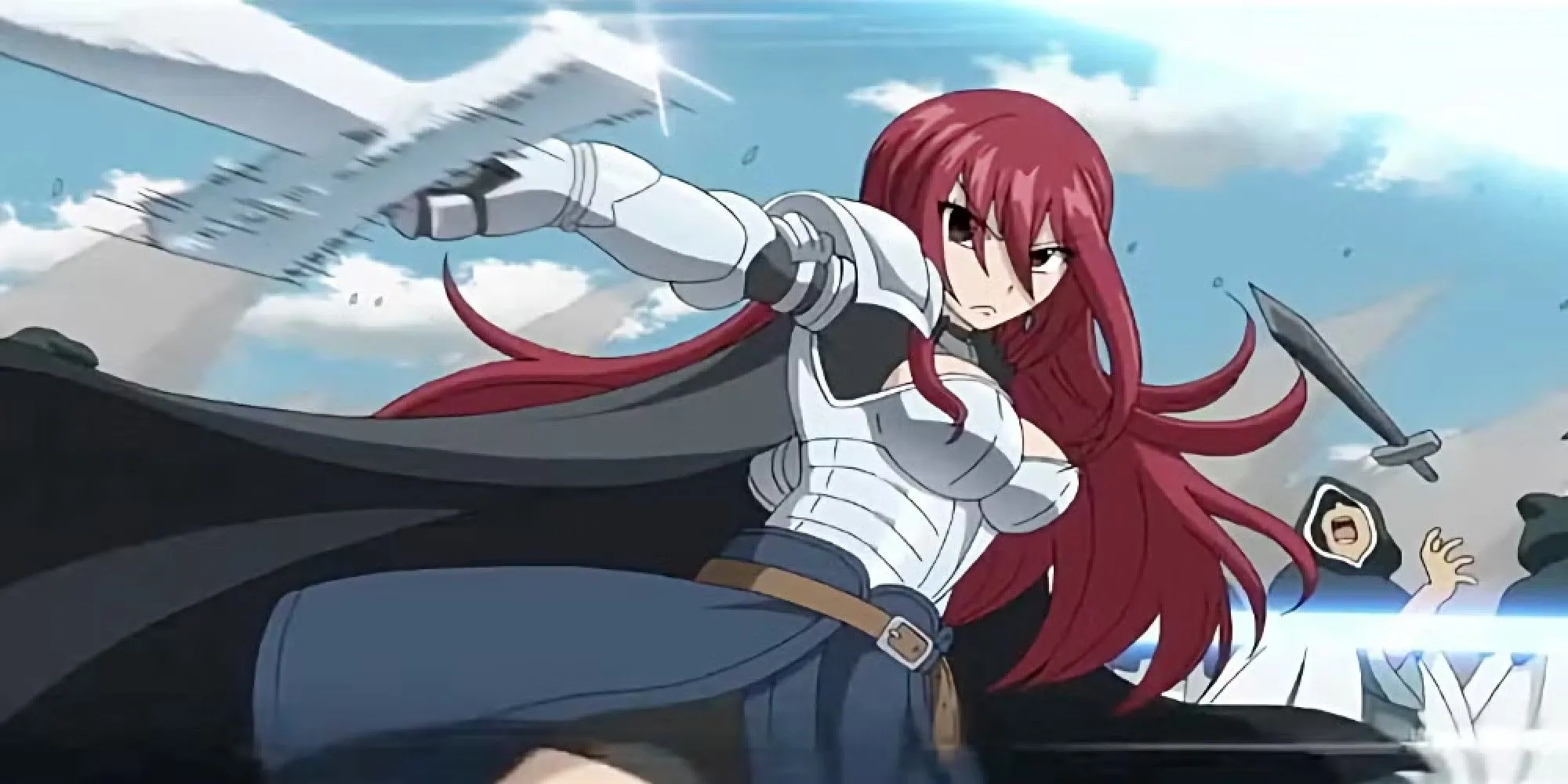 Erza Scarlet trong bộ giáp, chuẩn bị chiến đấu