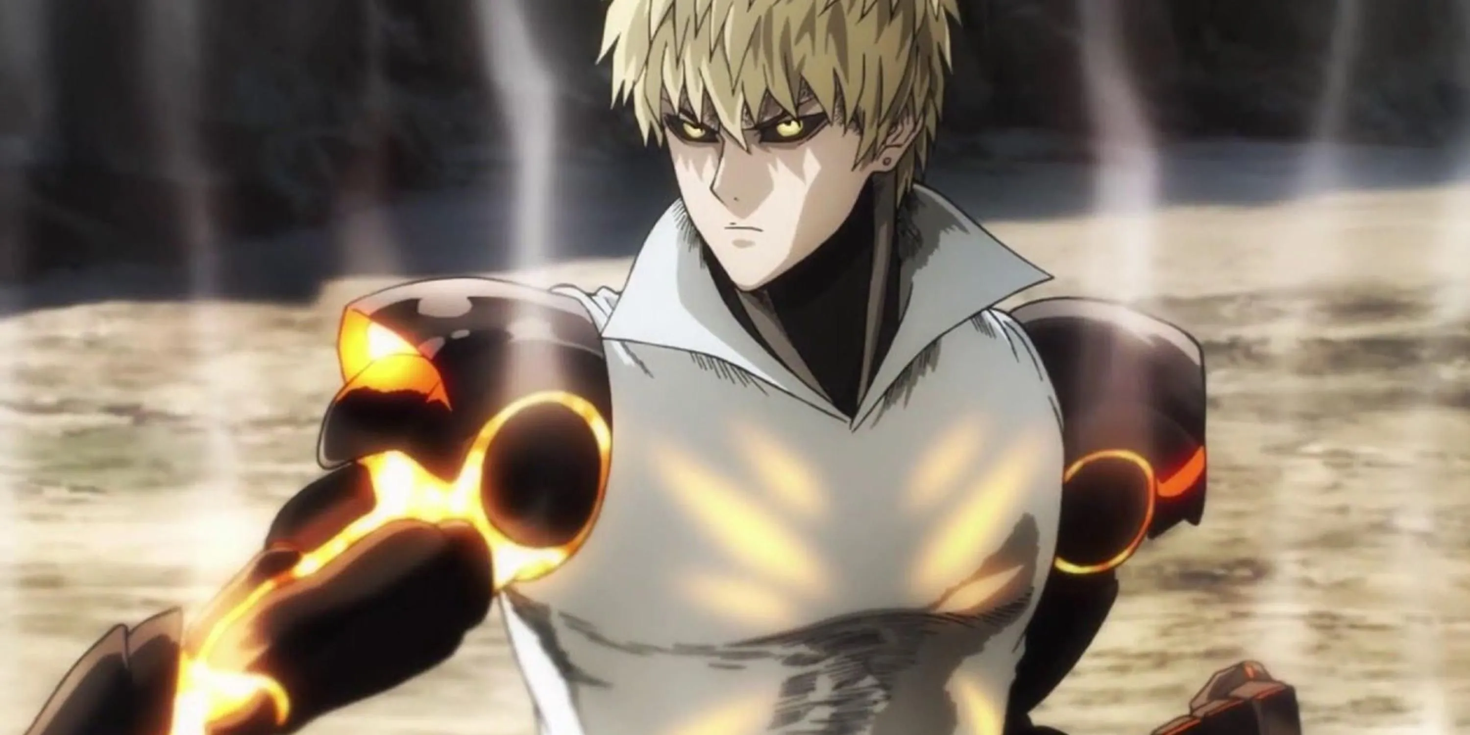 Genos từ One-Punch Man với thiết kế cyborg hiện đại và mạnh mẽ