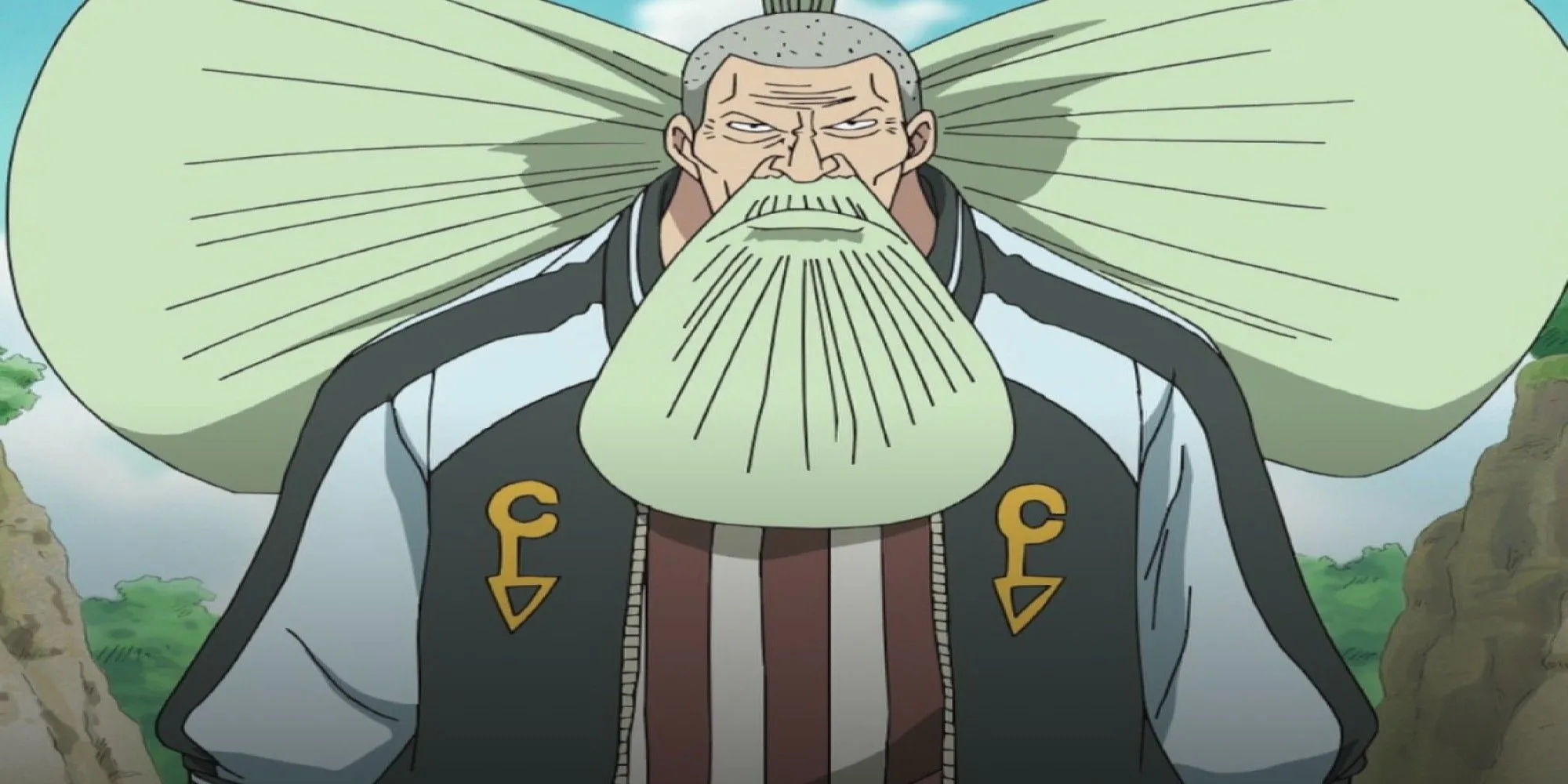 Giáo sư Clover từ One Piece, người lãnh đạo các học giả ở Ohara, với bộ râu trắng và kính