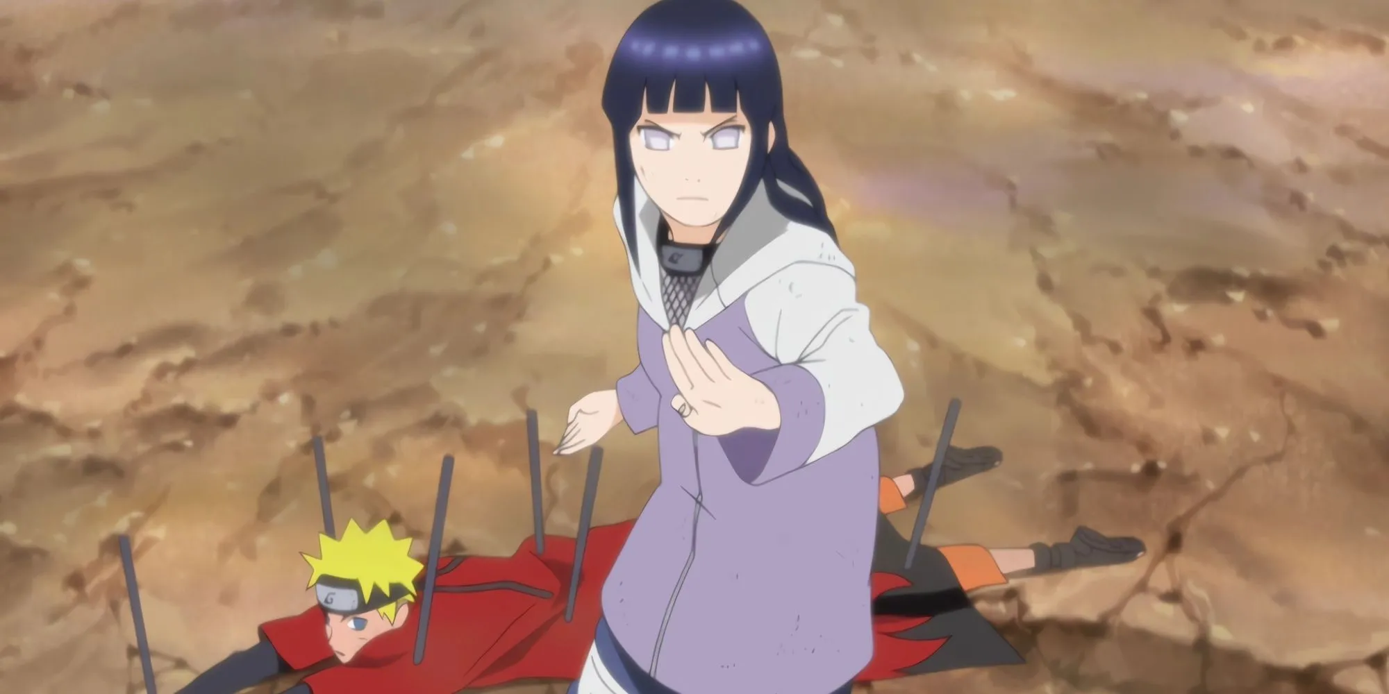 Hinata bảo vệ Naruto trong một cảnh chiến đấu đáng nhớ