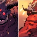 Hình ảnh quái vật Vulcan trong Solo Leveling, nổi bật với thân hình đồ sộ.