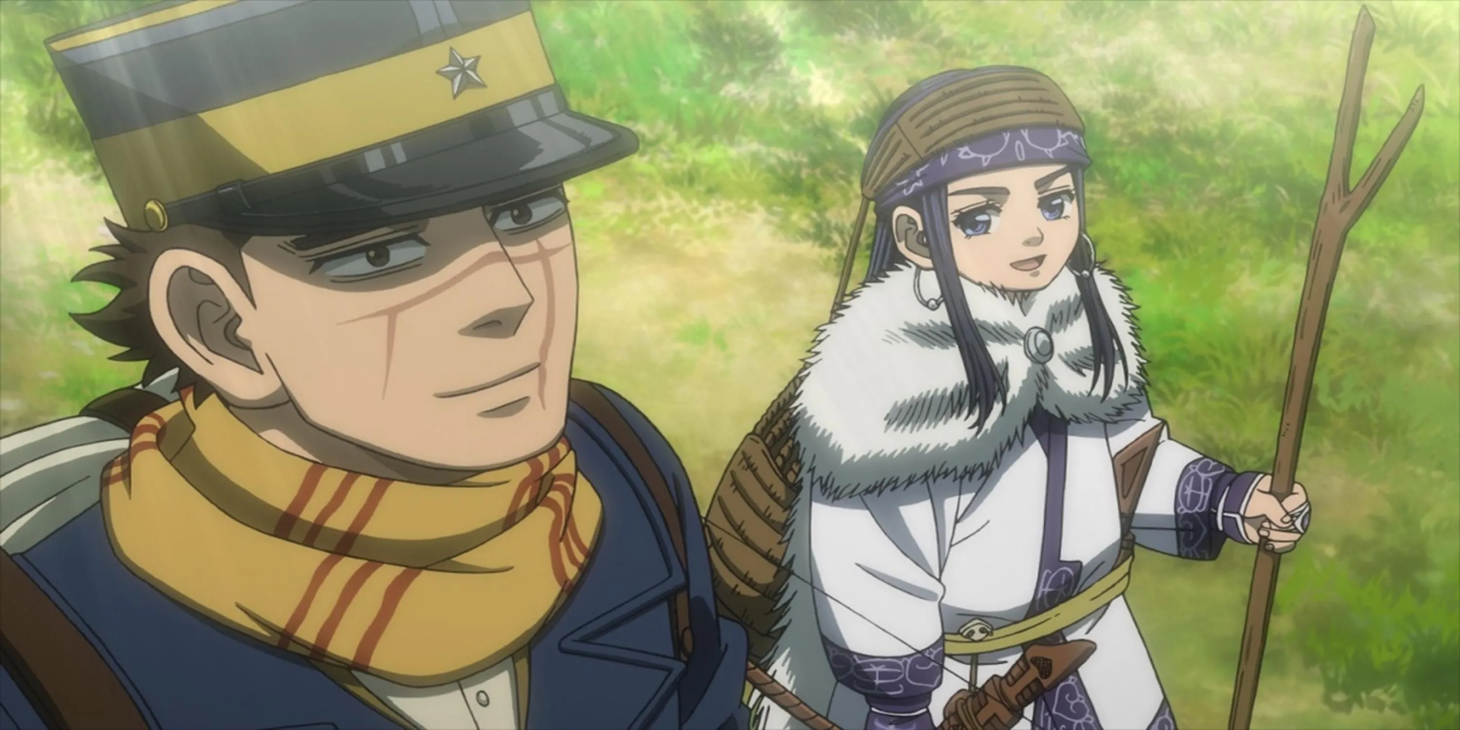 Hình ảnh Sugimoto và Asirpa trong anime Golden Kamuy
