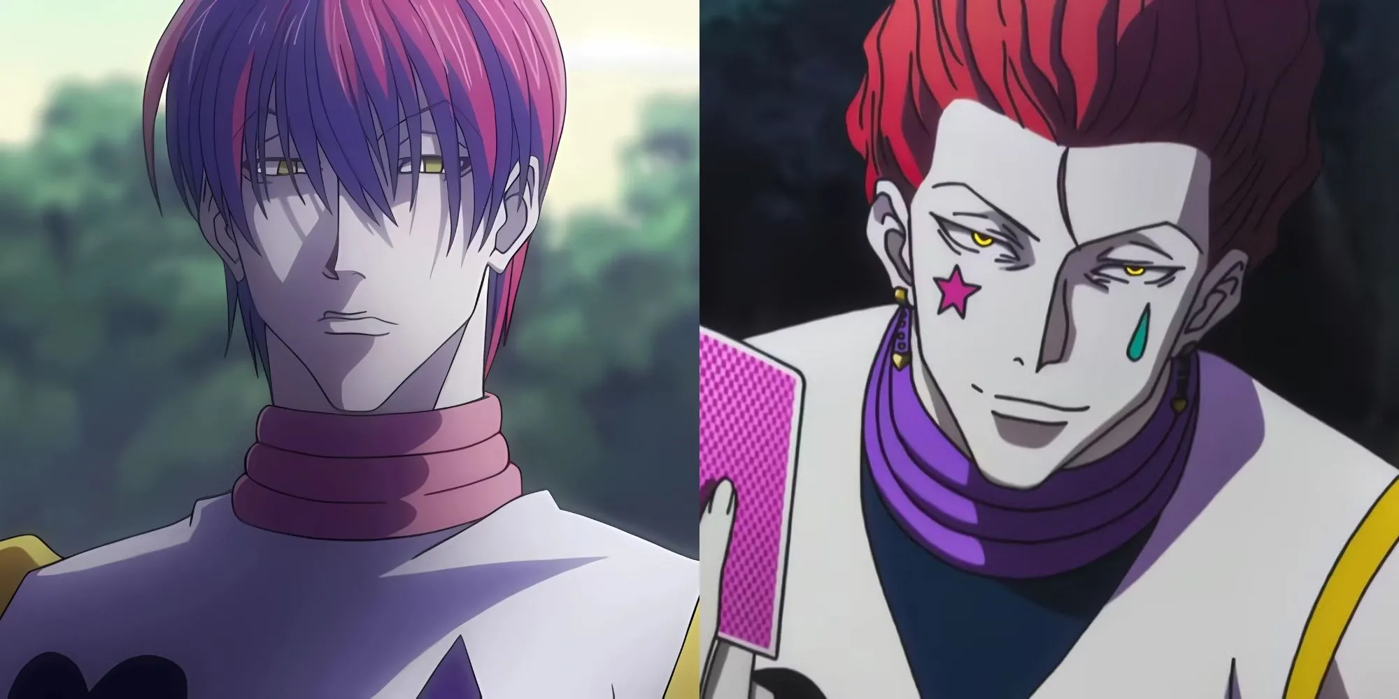 Hisoka Morow trong Hunter x Hunter với biểu cảm điên rồ, sẵn sàng cho trận chiến