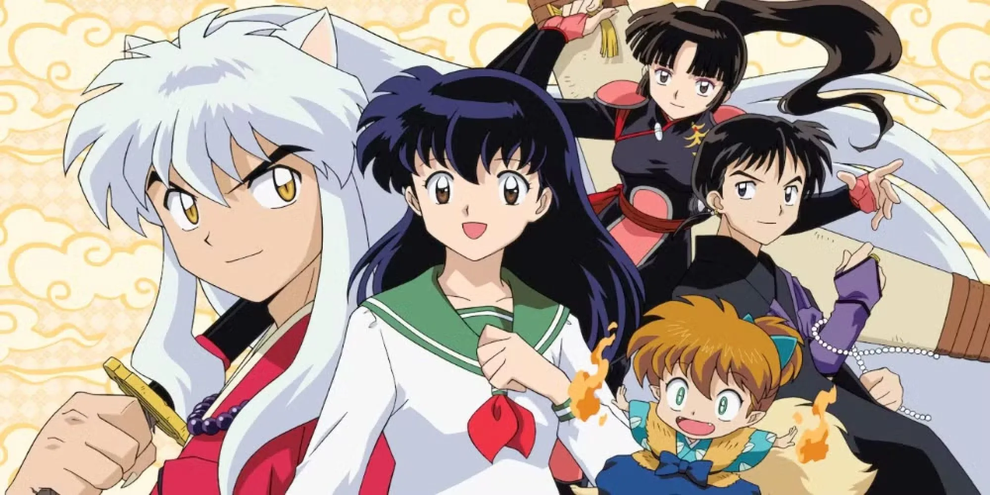 Inuyasha cùng bạn bè chiến đấu với yêu quái trong bối cảnh Nhật Bản thời phong kiến.