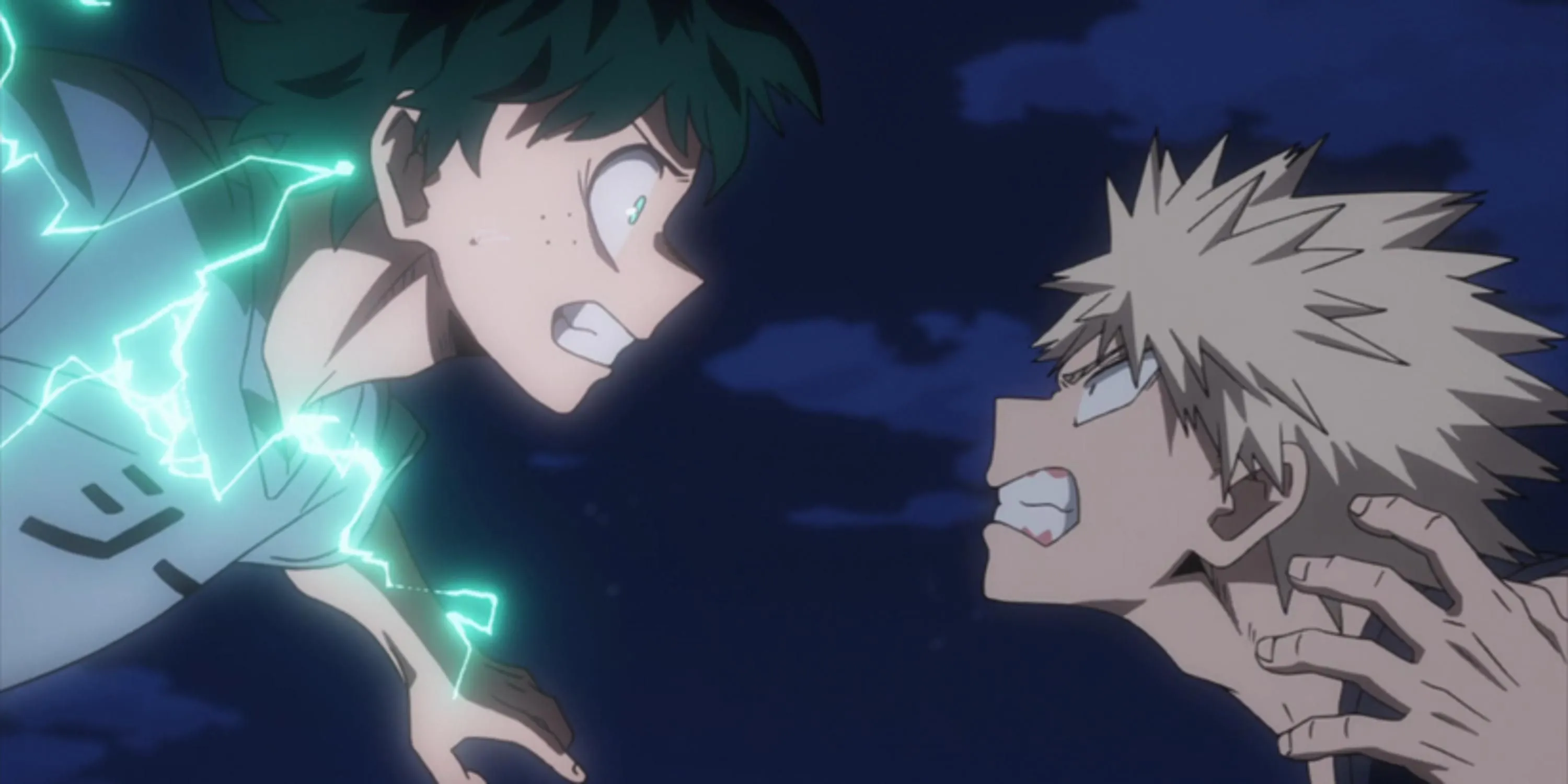 Izuku Midoriya Deku và Katsuki Bakugo Kacchan đối đầu trong trận chiến giữa đêm tại My Hero Academia