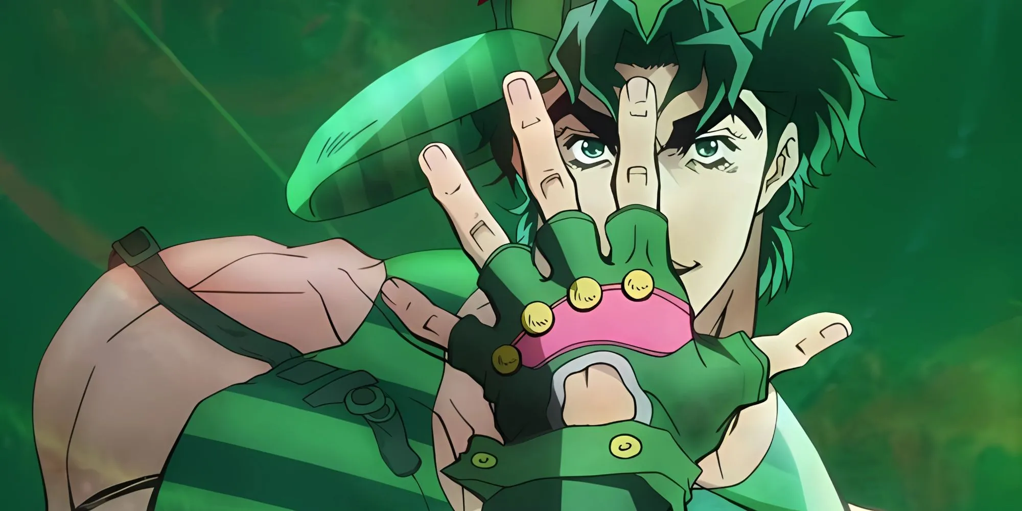 Jonathan Joestar thực hiện tư thế che tay biểu tượng trong Phantom Blood