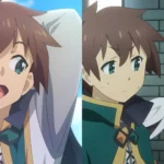 Kazuma, Aqua, Megumin và Darkness trong poster KonoSuba