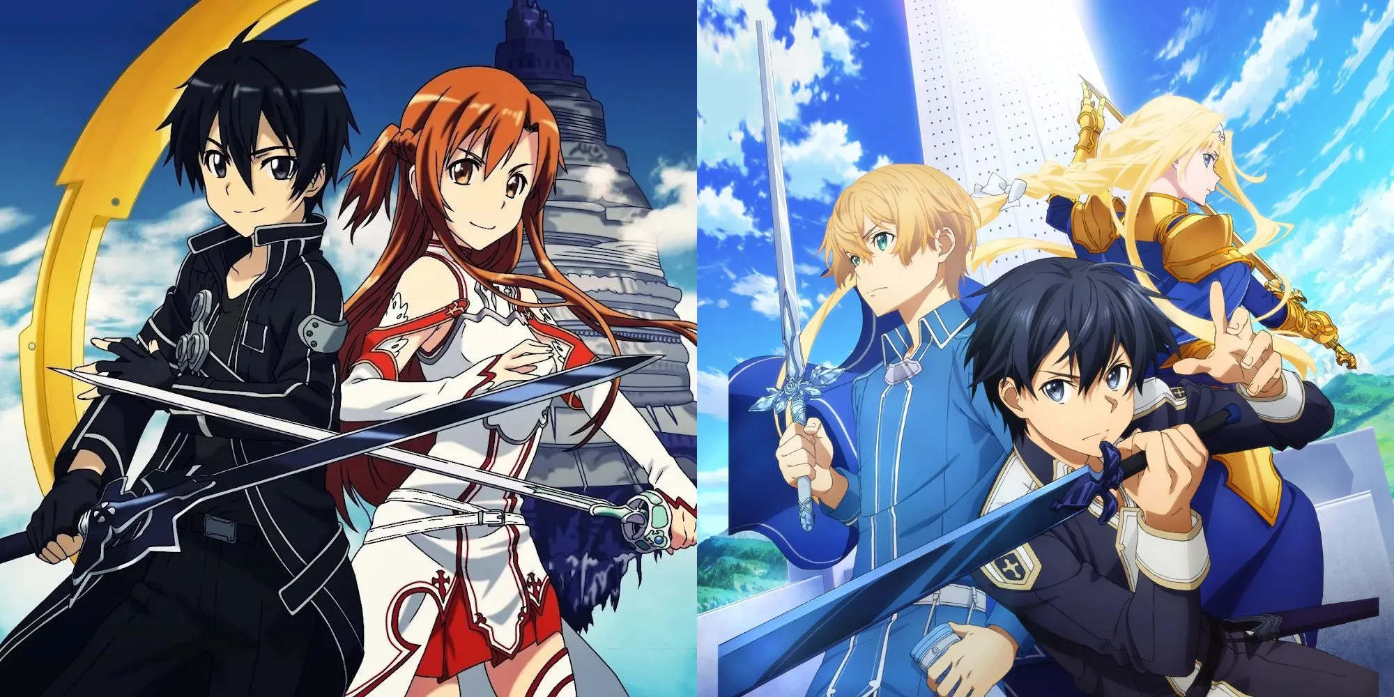 Kirito sử dụng Song Kiếm trong thế giới ảo Aincrad của Sword Art Online