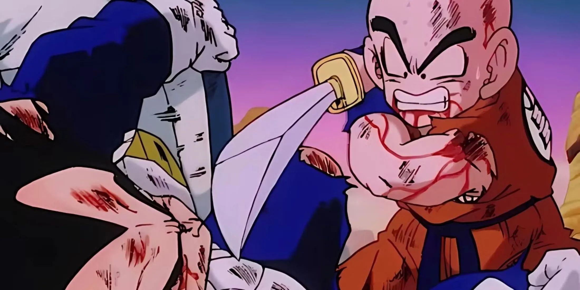 Krillin chuẩn bị kết liễu Vegeta trong Dragon Ball Z