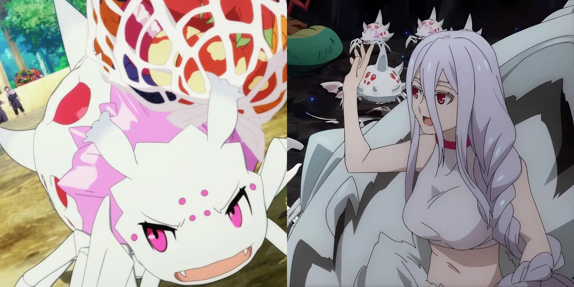 Kumoko kiểm tra màn hình trạng thái (status screen) trong anime So I’m a Spider, So What?