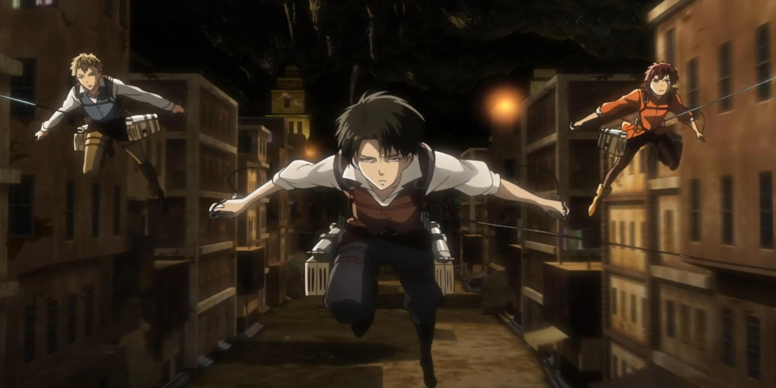 Levi Ackerman thời trẻ cùng Furlan và Isabel trong OVA Attack on Titan No Regrets dưới lòng đất