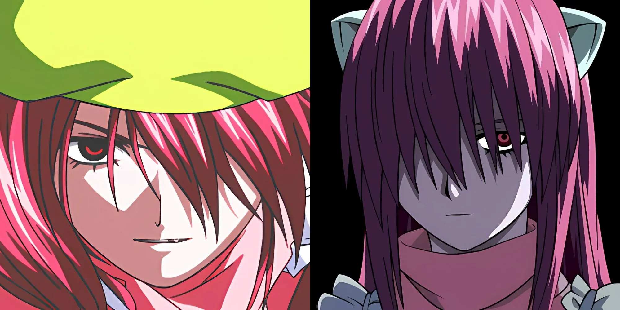 Lucy/Kaede trong Elfen Lied, biểu cảm nguy hiểm với đôi sừng Diclone đặc trưng