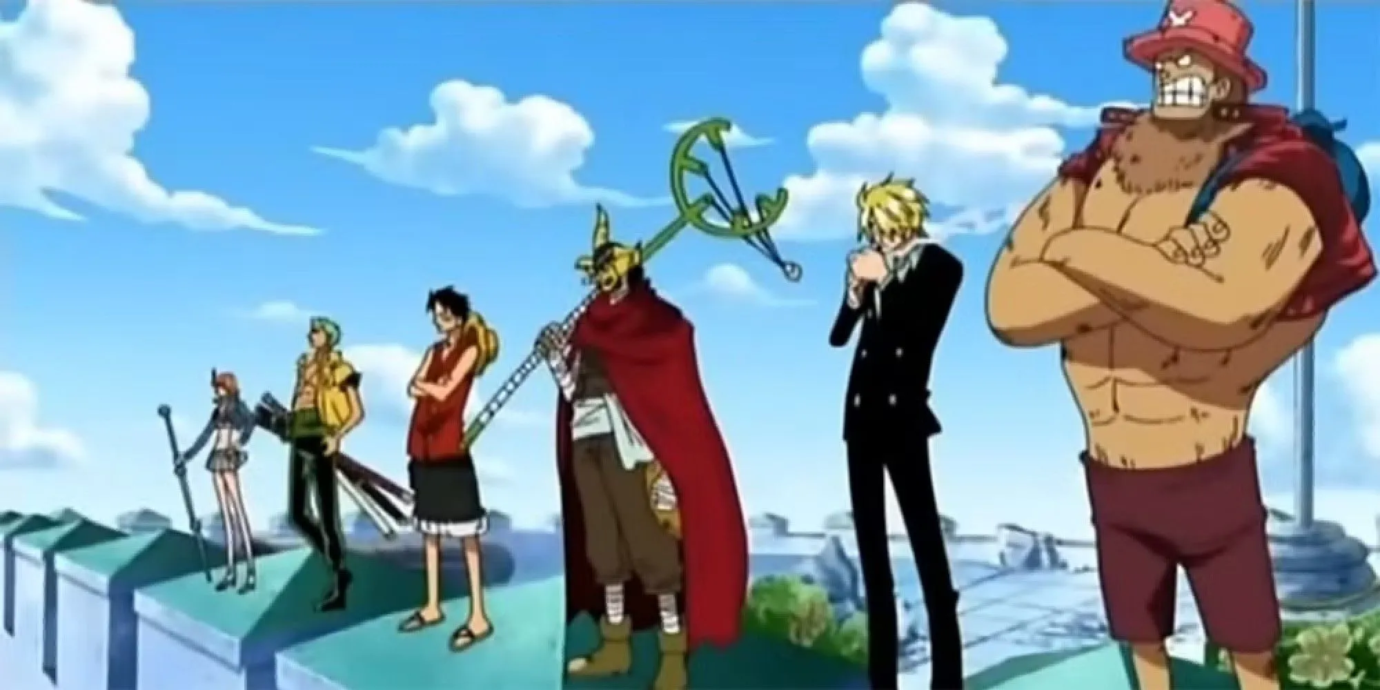 Luffy và băng Mũ Rơm tại Enies Lobby trong anime One Piece