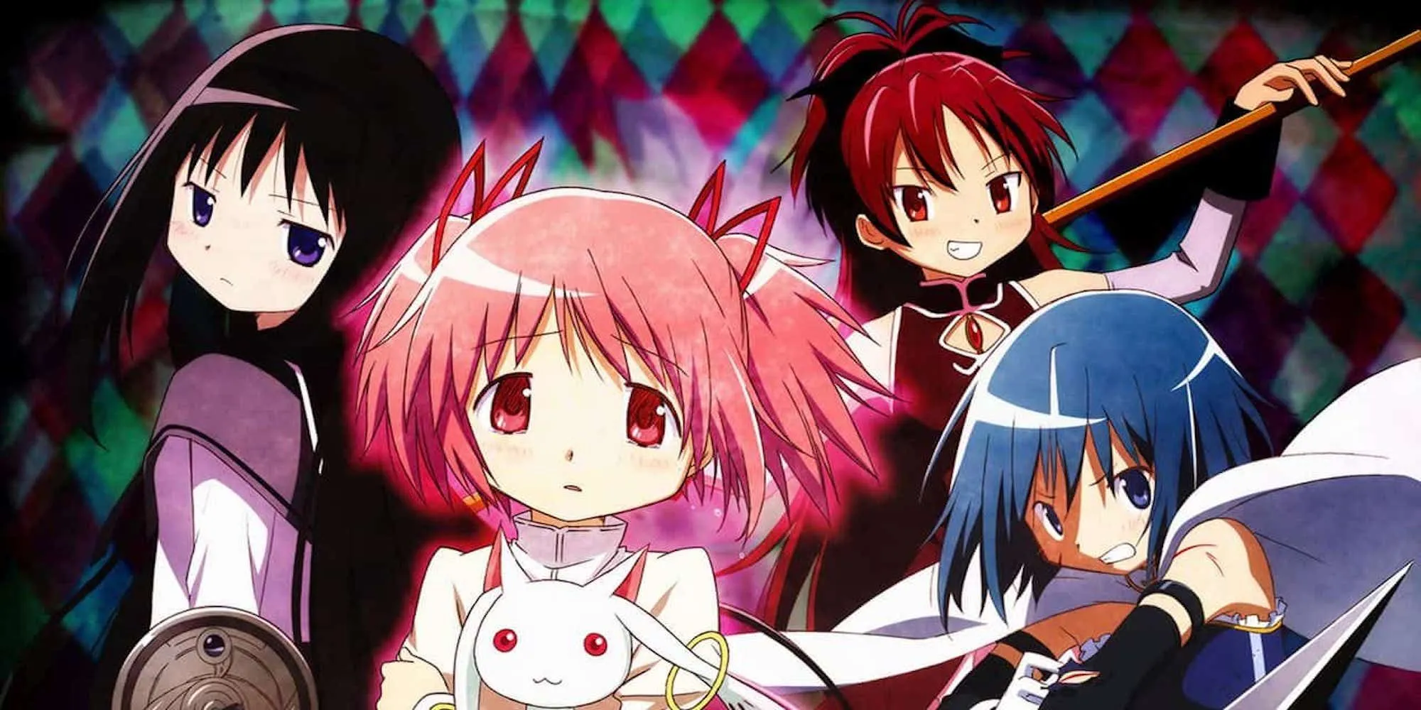 Madoka Kaname trong trang phục cô gái phép thuật, thể hiện sự hy sinh cuối Madoka Magica