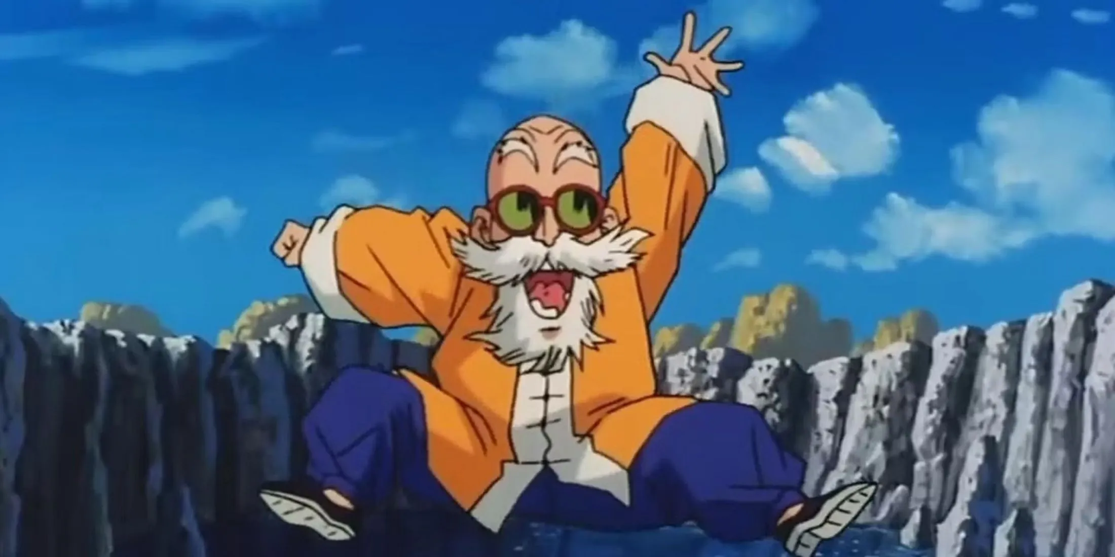 Master Roshi với biểu cảm biến thái điển hình của ông trong Dragon Ball Z