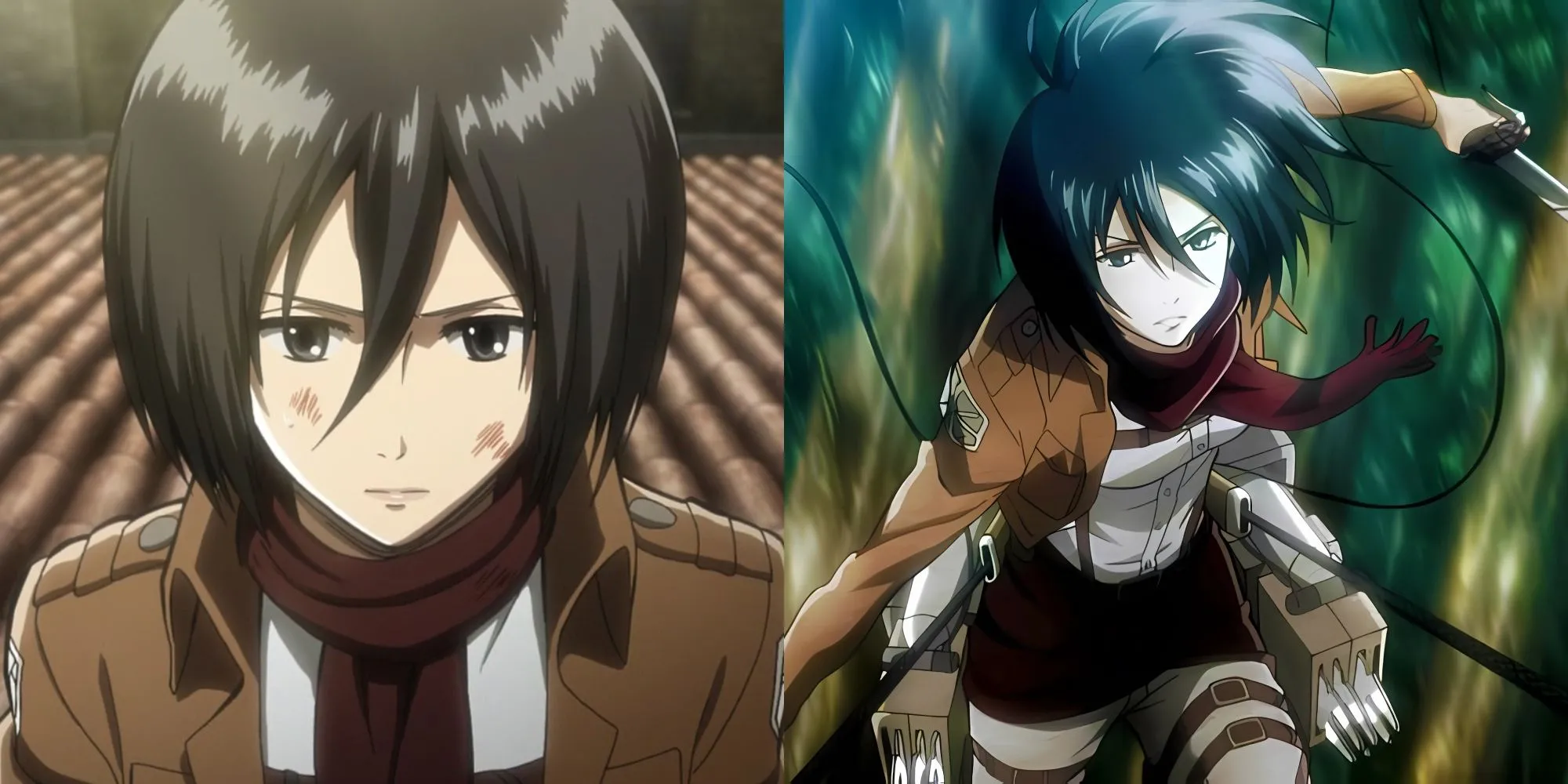 Mikasa Ackerman sử dụng Bộ cơ động lập thể trong Attack on Titan