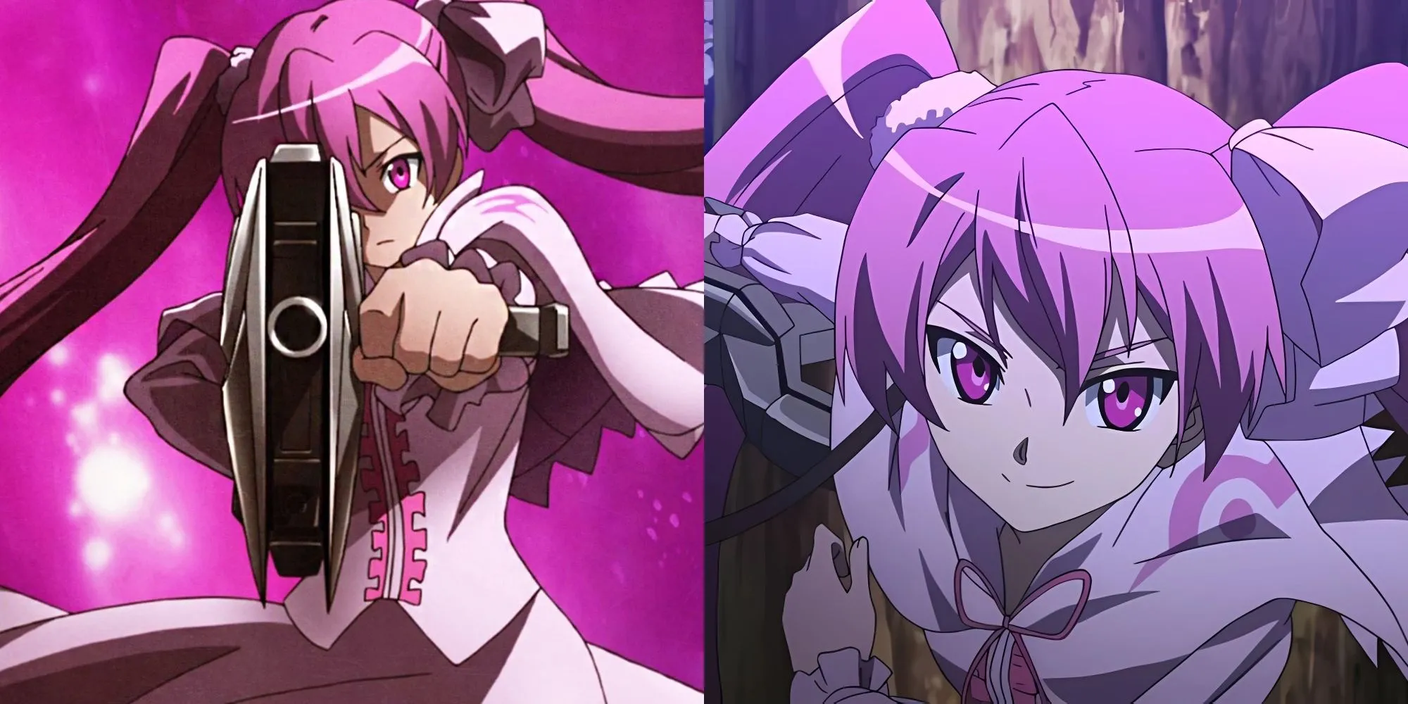Mine - nữ xạ thủ tóc hồng của Akame ga Kill cầm khẩu Teigu Pumpkin khổng lồ