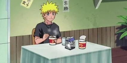 Naruto ngồi ăn mì ramen một mình, hình ảnh biểu tượng cho nỗi cô đơn khi bị cả làng xa lánh.
