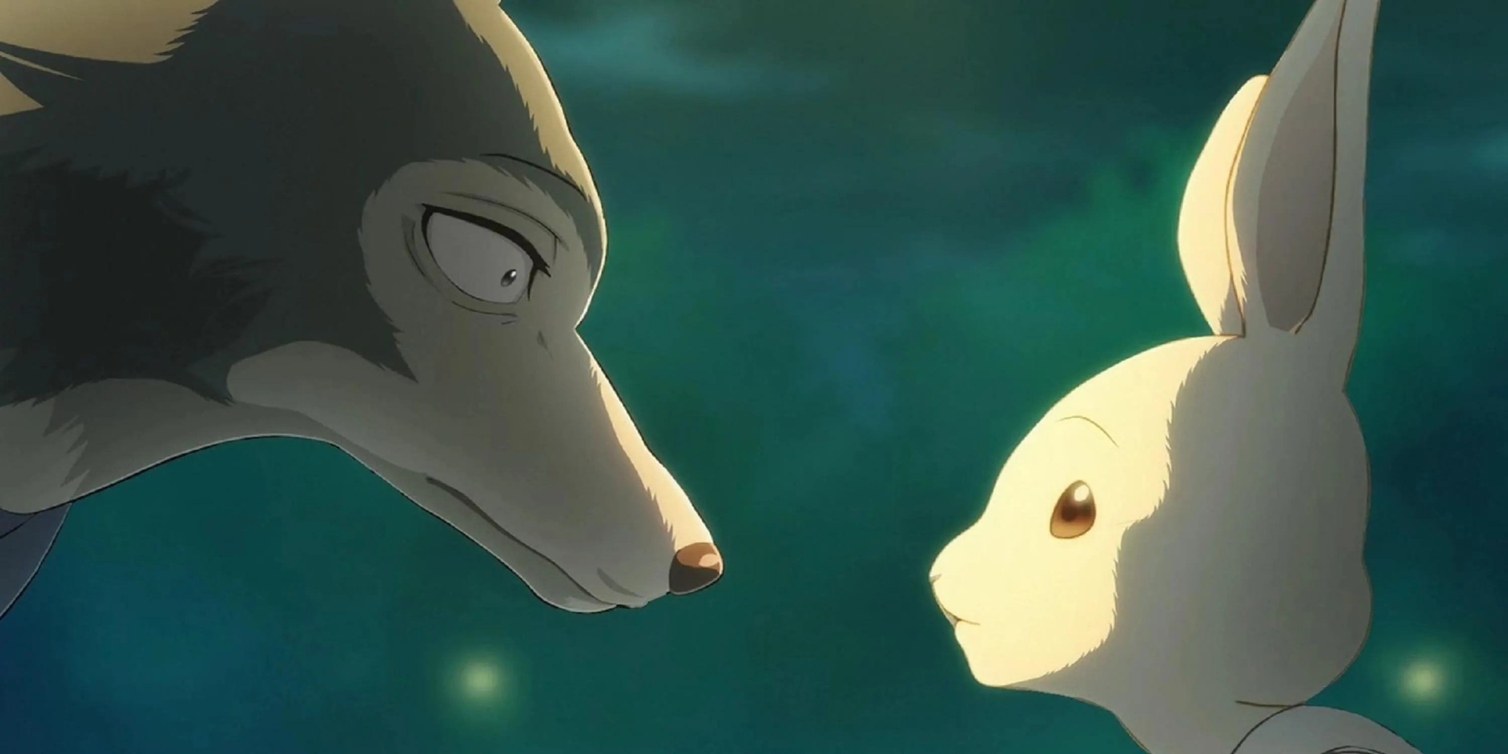 Nhân vật Legoshi, chú sói xám hiền lành, trong bộ anime 3D Beastars, minh họa thế giới động vật nhân hóa.