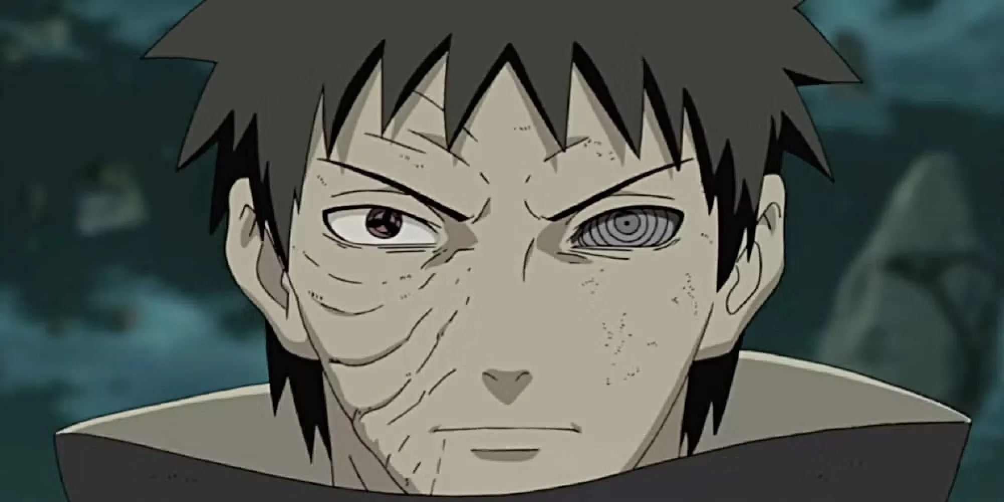 Obito Uchiha trong trạng thái mạnh mẽ với Sharingan và Rinnegan