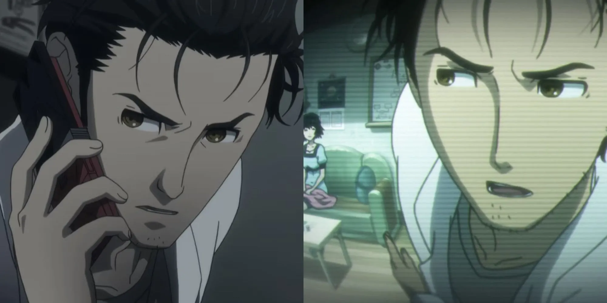Okabe Rintaro nói chuyện điện thoại với vẻ khoa trương tại Akihabara