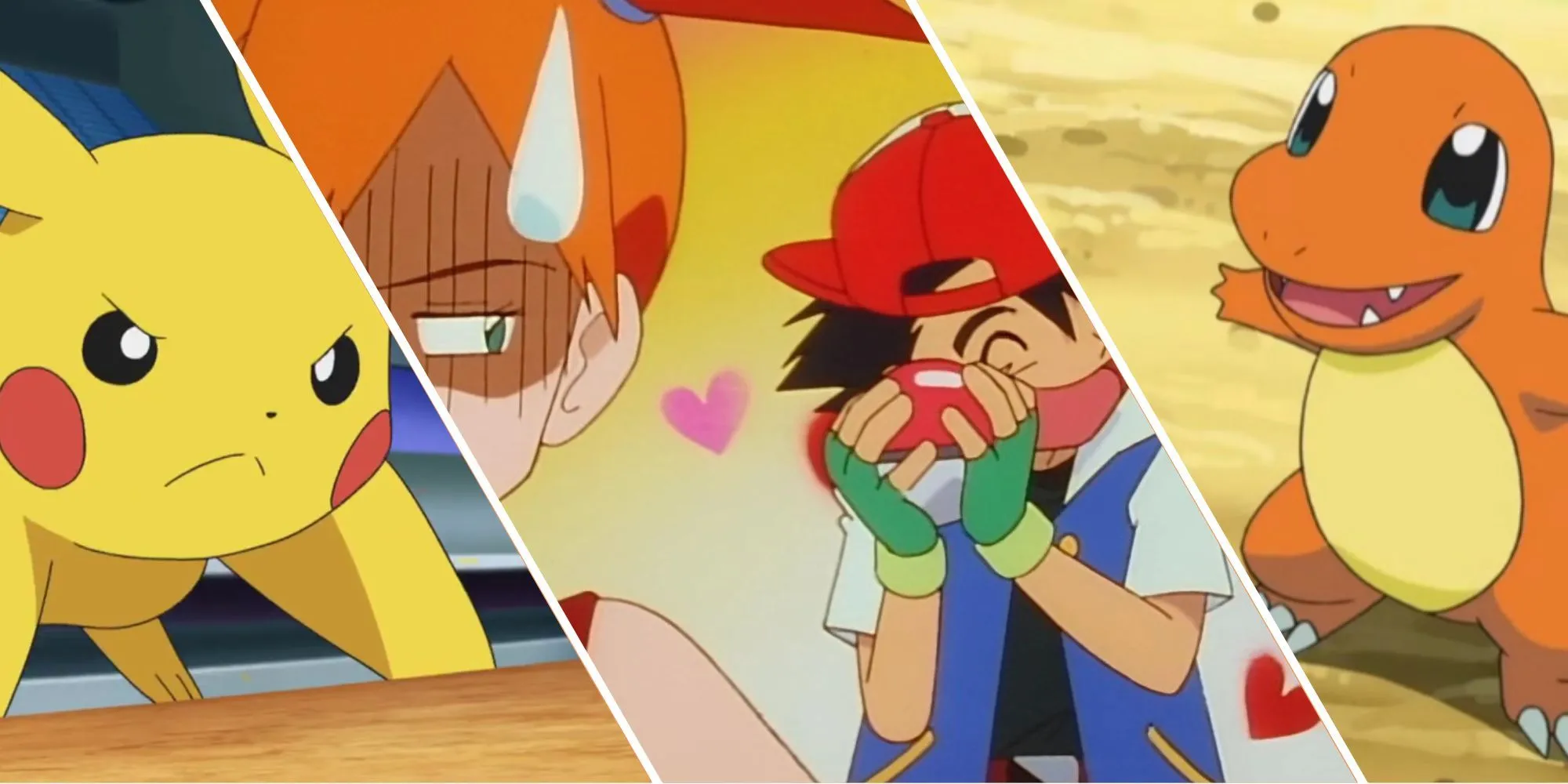 Pikachu, linh vật của Pokémon, trên vai Ash Ketchum cùng các Pokémon khác như Charmander, Squirtle và Bulbasaur, đại diện cho tình bạn và cuộc phiêu lưu bất tận.