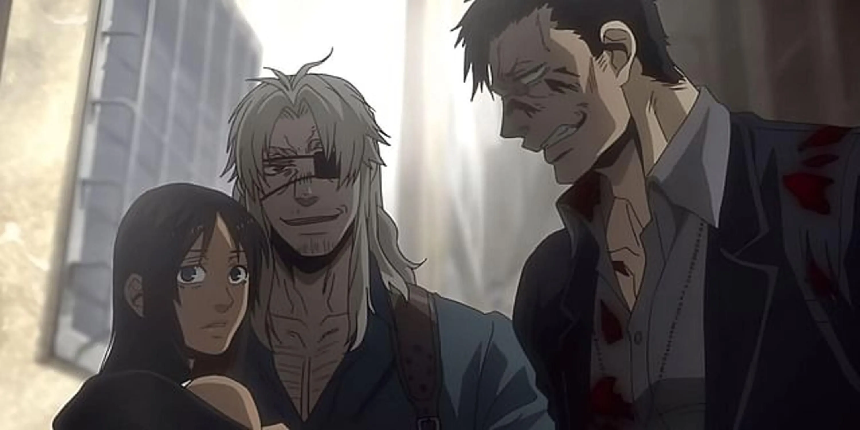 Poster anime Gangsta với hai nhân vật chính Worick và Nicolas