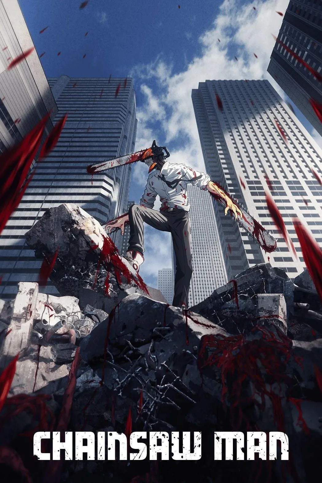 Poster chính thức của anime Chainsaw Man với nhân vật chính Denji và các đồng đội.
