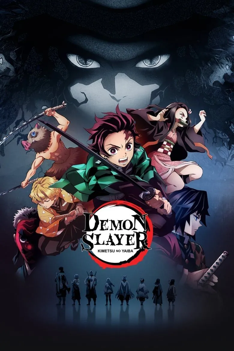 Poster chính thức của anime Demon Slayer: Kimetsu no Yaiba với các Trụ cột và Tanjiro.