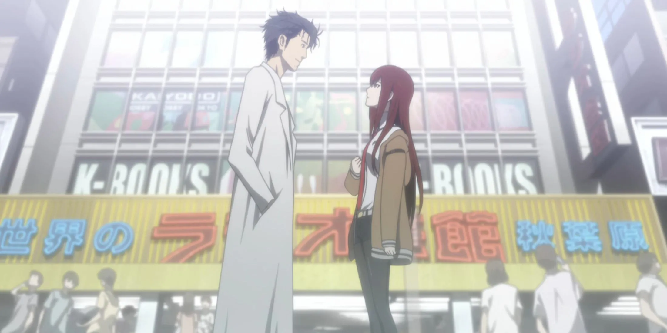 Rintaro Okabe và Kurisu Makise trong phân cảnh cuối của Steins;Gate