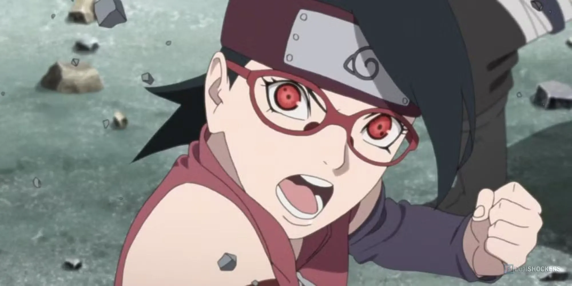 Sarada Uchiha trong series Boruto với đôi mắt Sharingan
