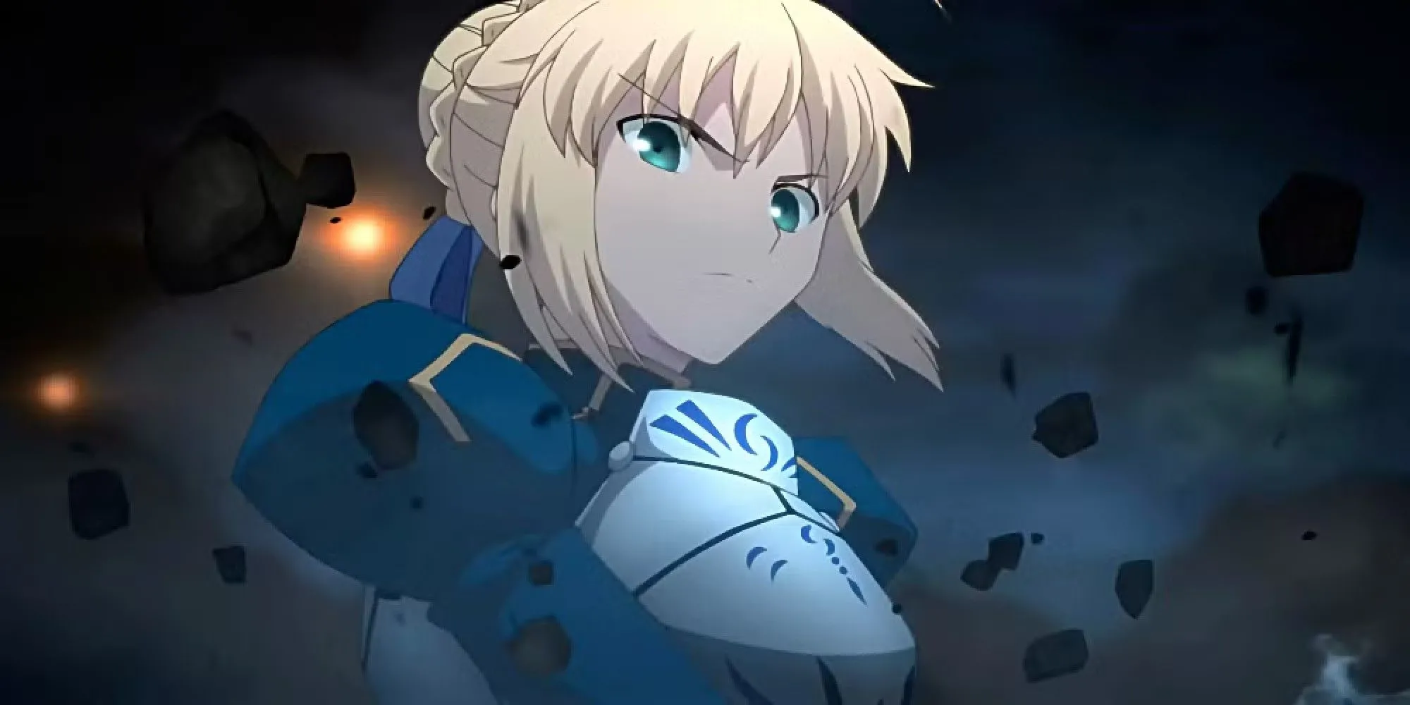 Servant Saber (Artoria Pendragon) với thanh kiếm Excalibur trong Fate/Stay Night