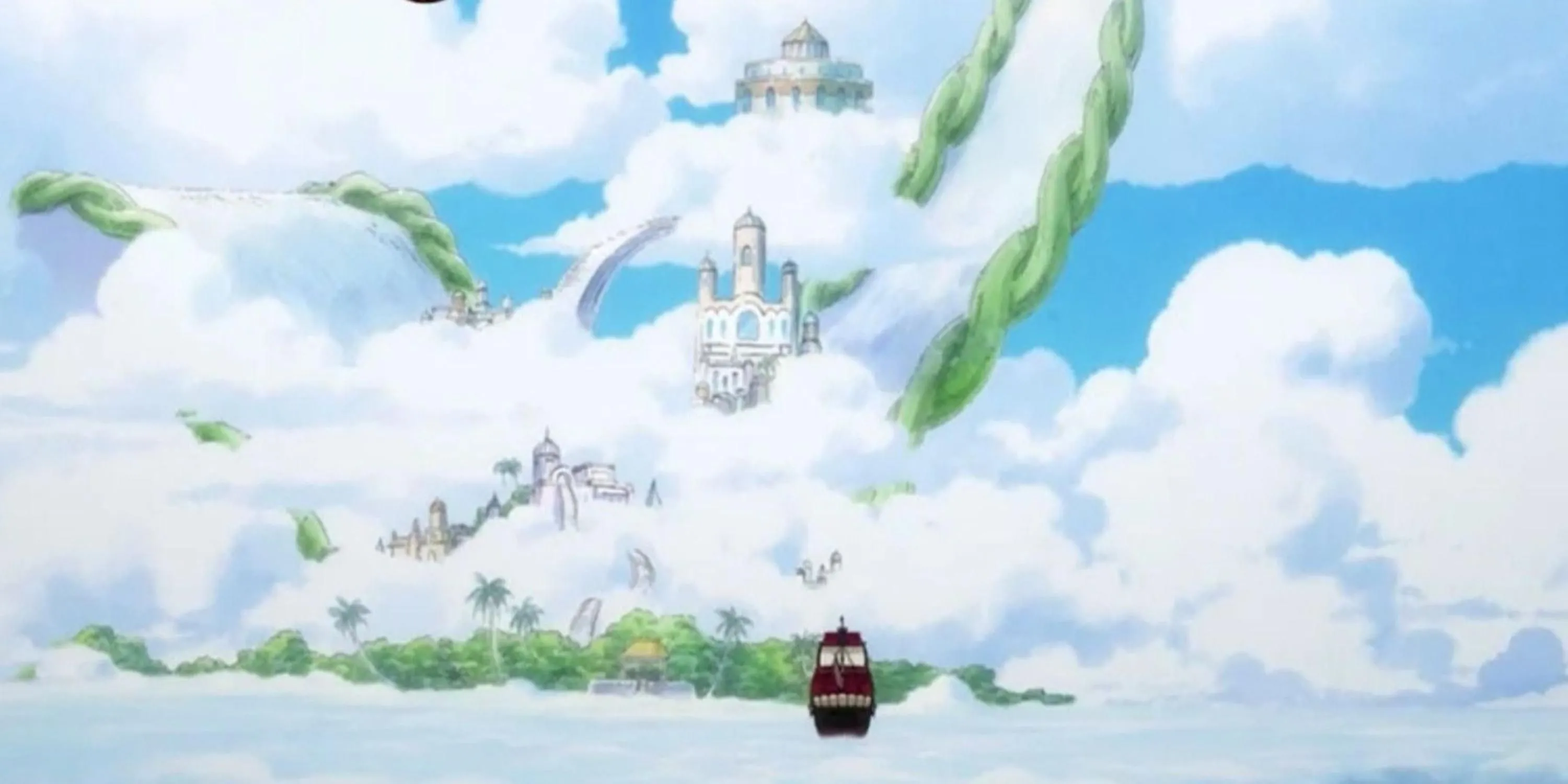 Skypeia, hòn đảo huyền bí trôi nổi trên bầu trời xanh trong One Piece