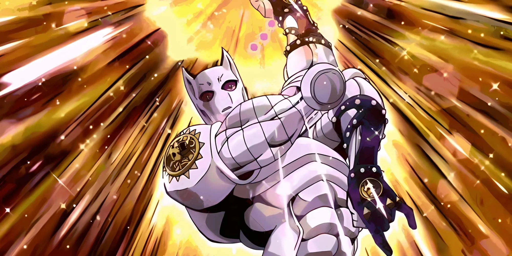 Stand Killer Queen trong tư thế tấn công đặc trưng với các góc 90 độ