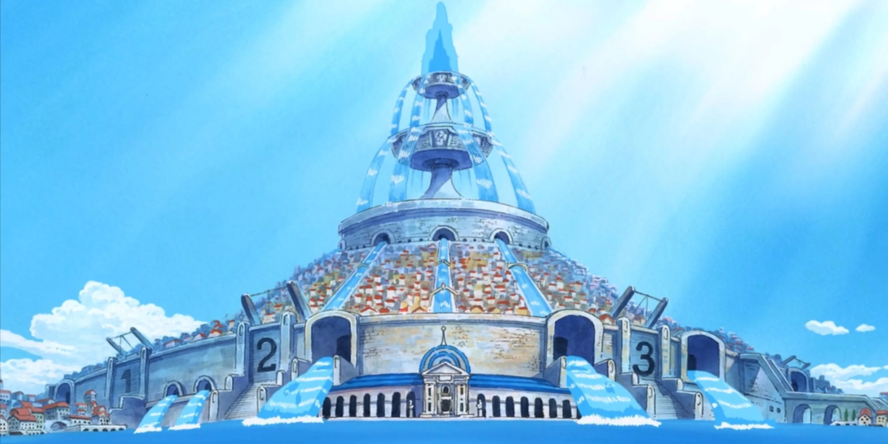 Thành phố Water 7 đặc trưng với các kênh đào và kiến trúc châu Âu trong One Piece