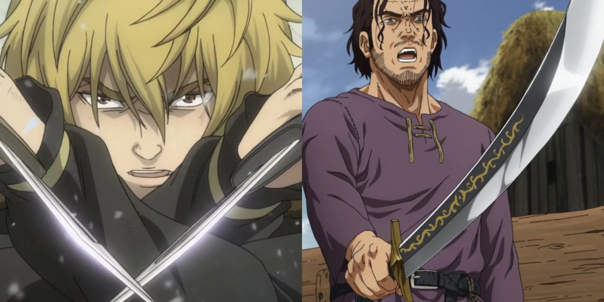 Thorfinn sử dụng song dao tấn công trong trận chiến khốc liệt của Vinland Saga