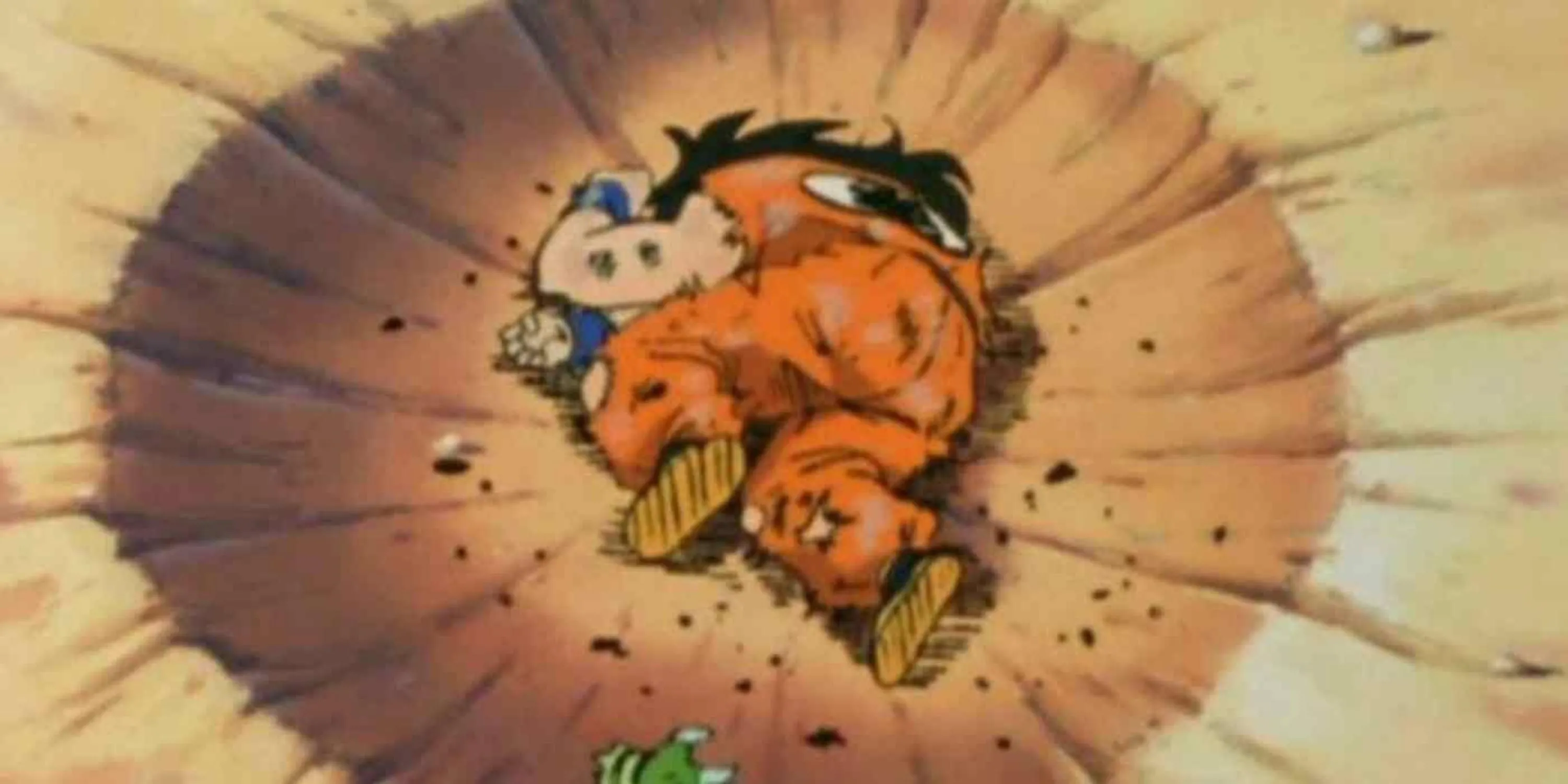 Tư thế chết biểu tượng của Yamcha sau khi bị Saibaman tự hủy trong Dragon Ball Z