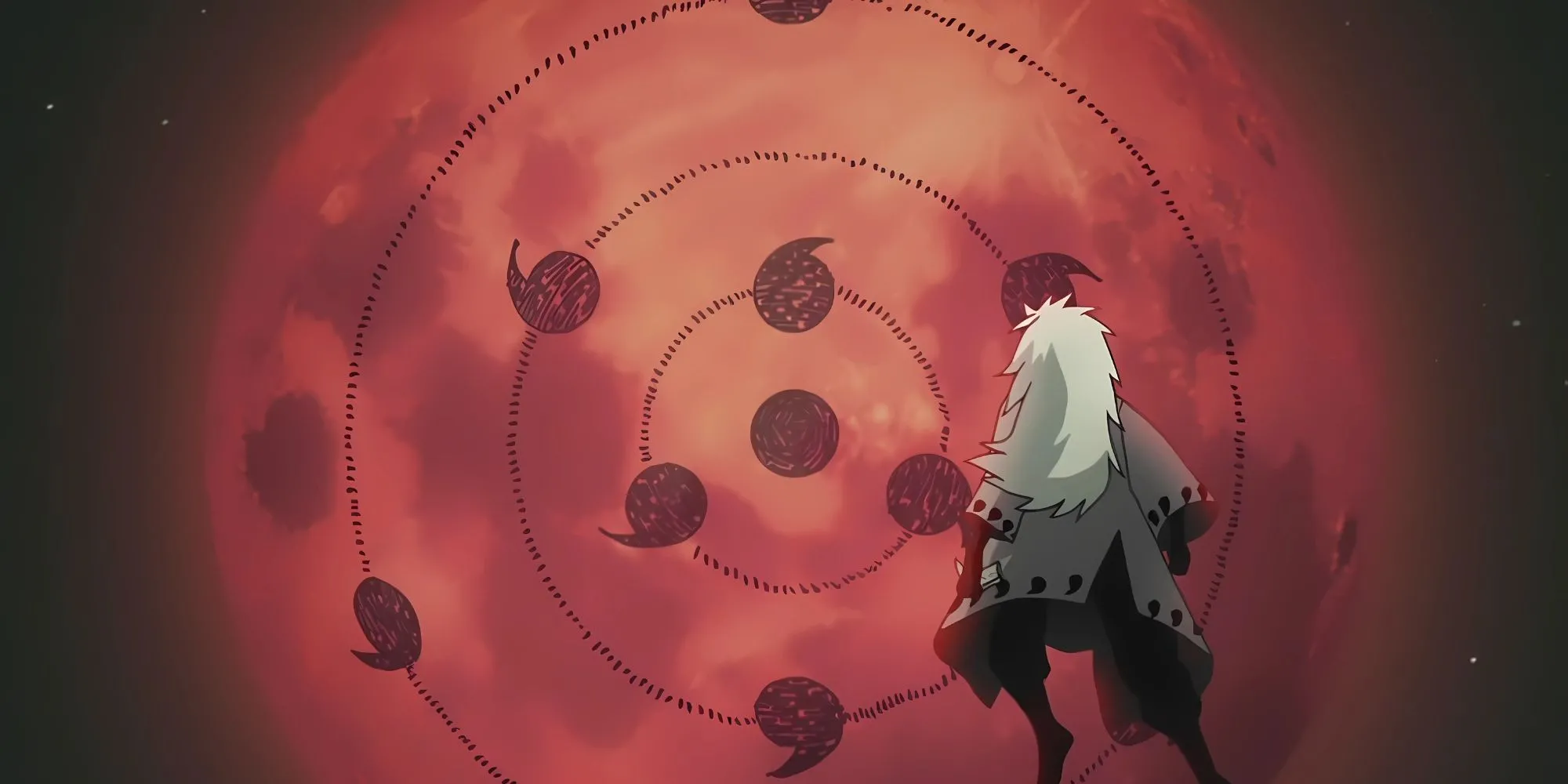 Uchiha Madara với Rinnegan, chuẩn bị thi triển Tsukuyomi Vô Hạn trong Naruto Shippuden