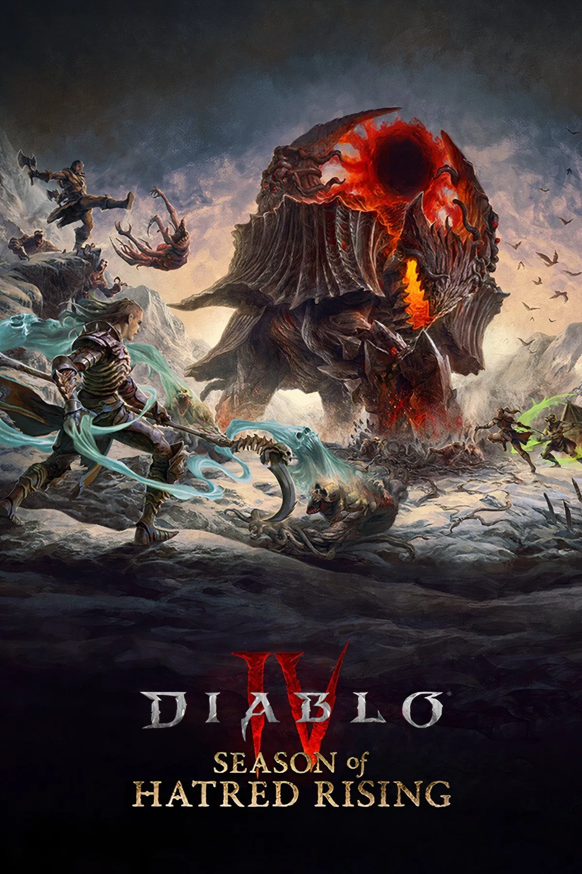 Hình ảnh tổng quan về thế giới Diablo 4, thể hiện không khí u ám và các nhân vật biểu tượng của game.
