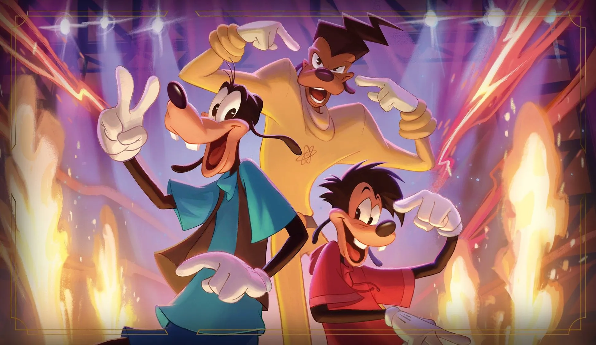 Ảnh quảng bá phim A Goofy Movie, giới thiệu sự góp mặt của nhân vật Powerline dưới dạng Floodborn trong set Disney Lorcana Fabled.
