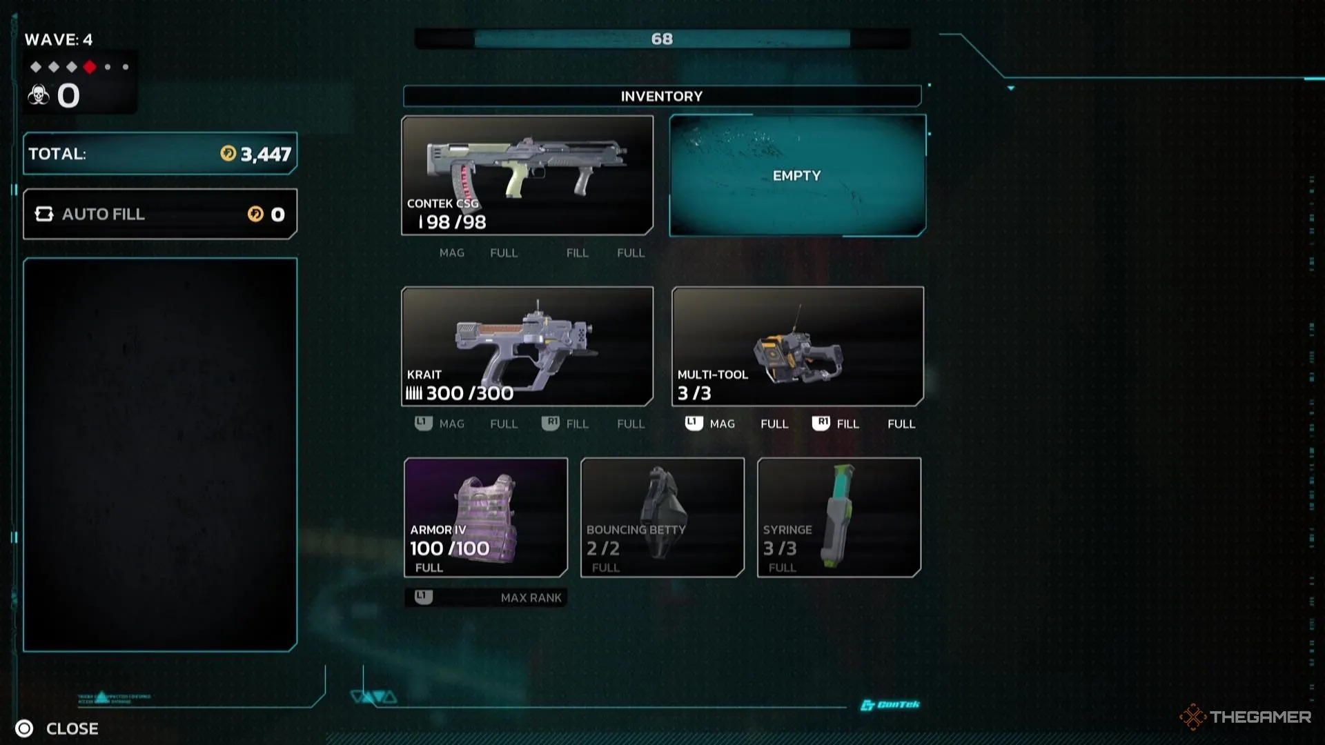 Giao diện nâng cấp giáp (Armor) tối đa trong Killing Floor 3, hiển thị chỉ số phòng thủ hiệu quả