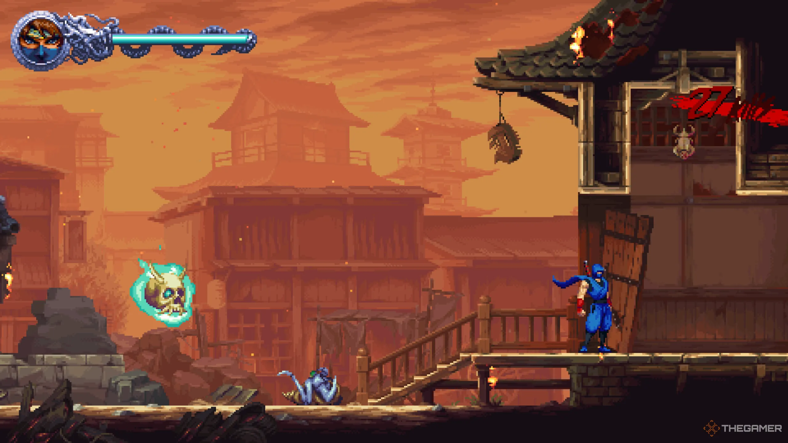 Golden Scarab thứ hai xuất hiện trên mái nhà sau cơn mưa sao băng trong Ninja Gaiden Ragebound