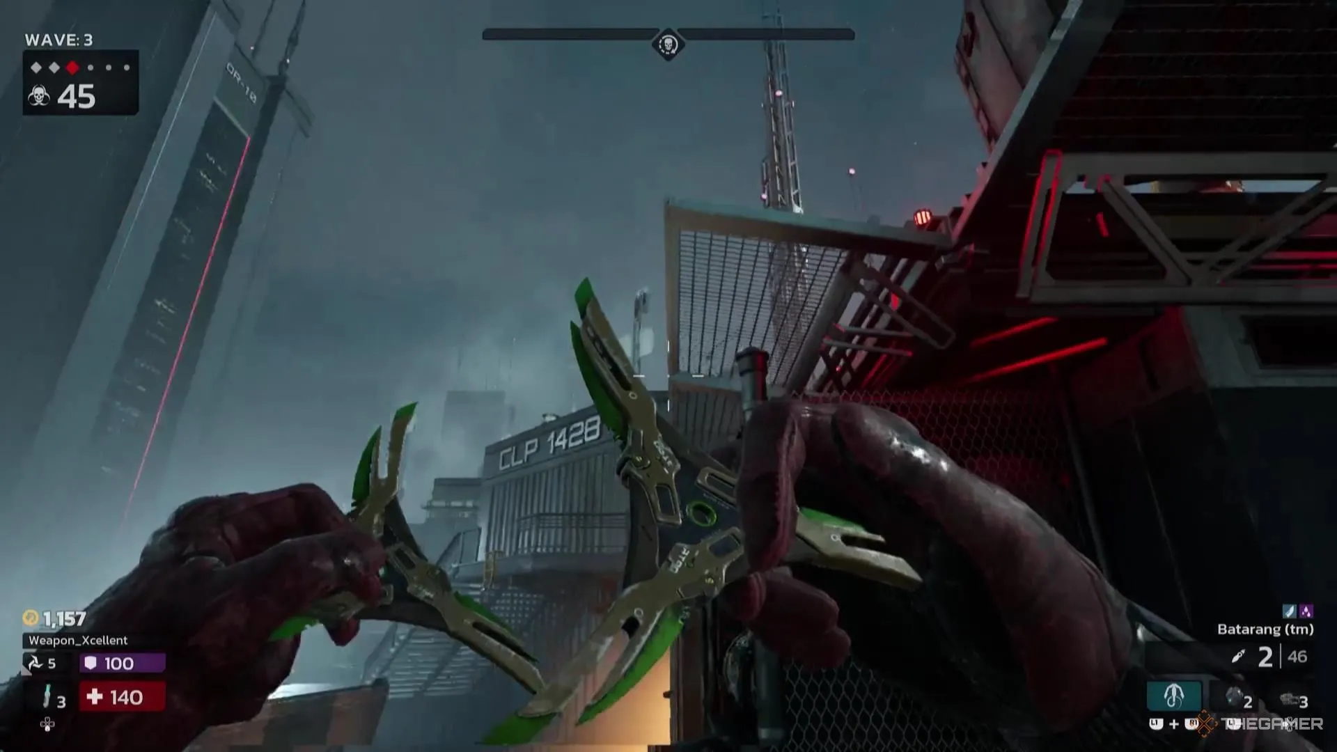 Hai phi tiêu Shuriken với lưỡi xanh lá trong Killing Floor 3, thể hiện vũ khí chuyên biệt