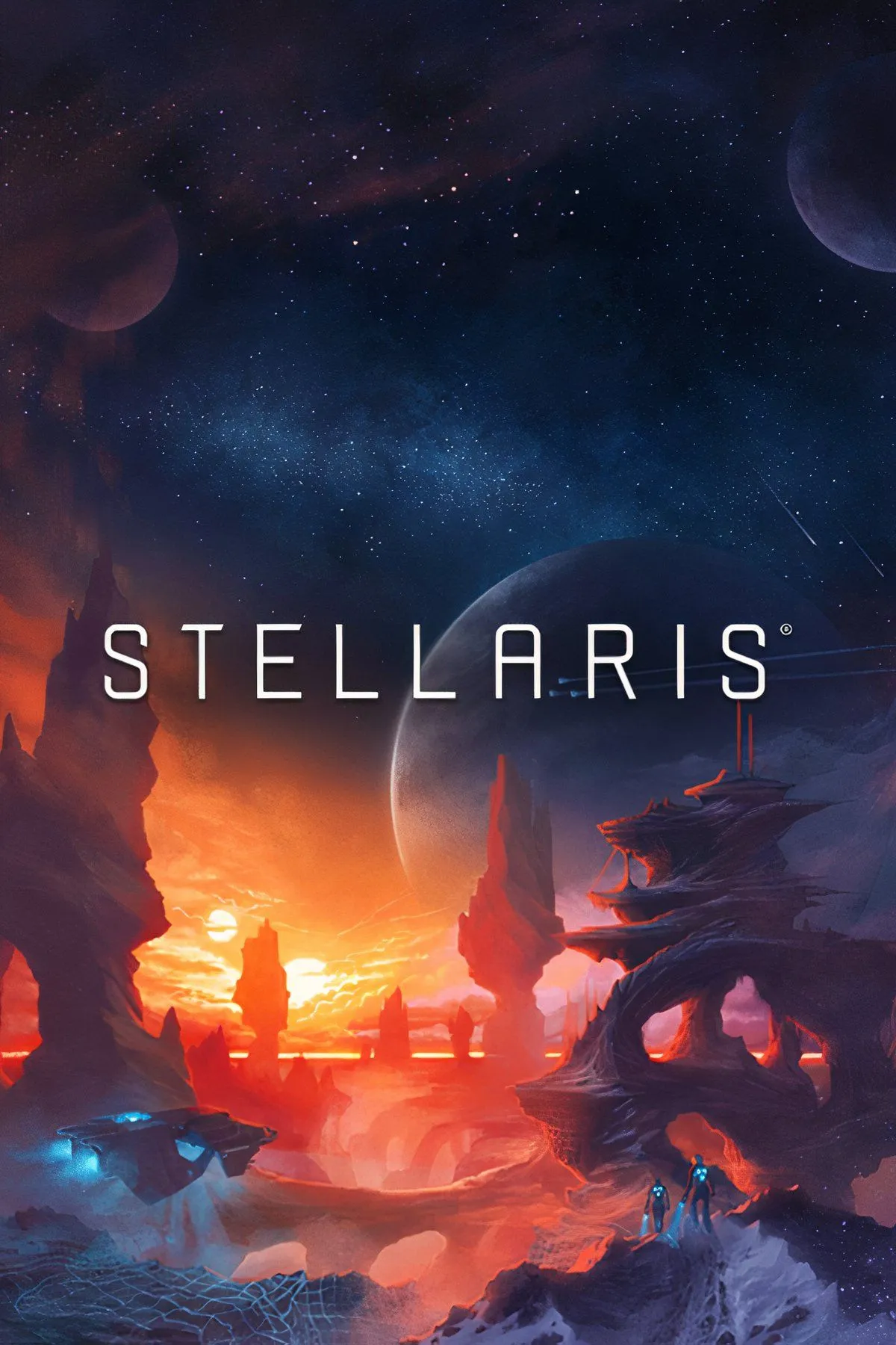 Hạm đội tàu chiến không gian khổng lồ đang giao tranh trong Stellaris, thể hiện quy mô grand strategy khám phá thiên hà